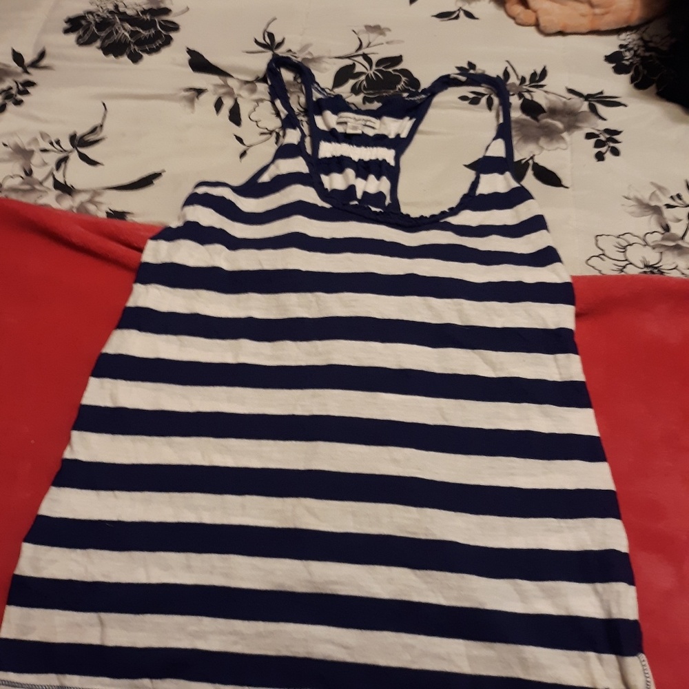 Blue and white striped tank